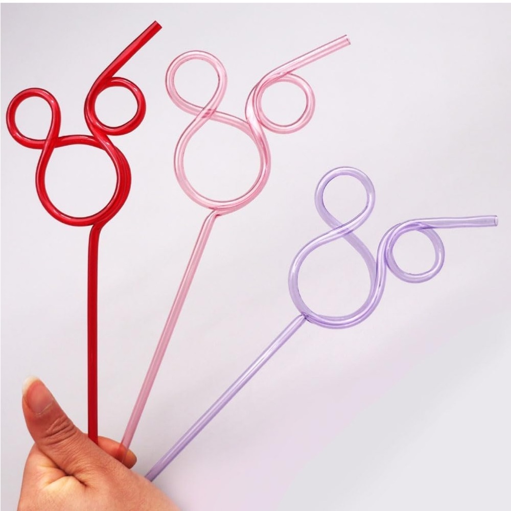 Mickey Mouse Swirl Straws - 3pack -Red, Pink, and Purple